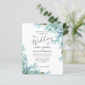 バジェットセージ緑の葉の結婚式招待状 (スタンド正面)