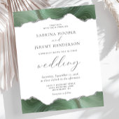 バジェットセージ緑アゲートシルバー結婚式招待状