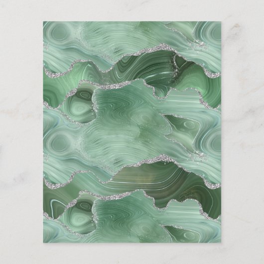 バジェットセージ緑アゲートシルバー結婚式招待状 (裏面)