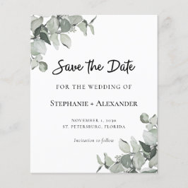 バジェットセージ緑ユーカリ結婚式の日付を保存