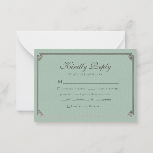 バジェットセージ緑Chinoiserieフラワーバード結婚ズ ノートカード (裏面)