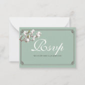 バジェットセージ緑Chinoiserieフラワーバード結婚ズ ノートカード (正面)