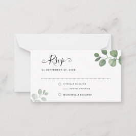 バジェットセージEucalyptus Greenery RSVP 結婚's ノートカード