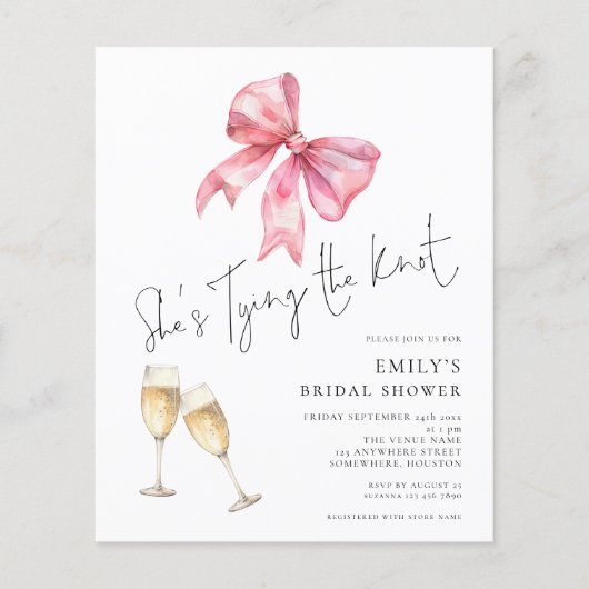 バジェットタイイングザノットピンクボウブライダルシャワー (正面)