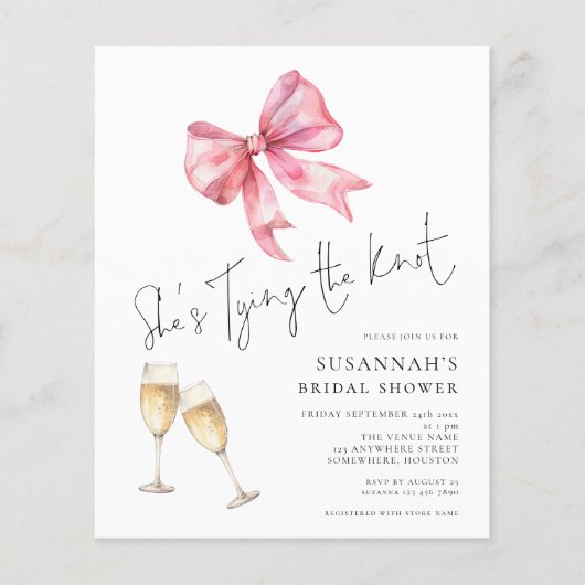 バジェットタイイングザノットピンクボウブライダルシャワー (正面)