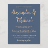 バジェットタイポグラフィ海軍銅結婚式招待状 チラシ (正面)