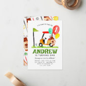 バジェットタイムからPar-Teeカートバルーンゴルフ誕生日 ノートカード (正面/裏面インサイチュ)