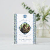 バジェットターコイズブルーケルト結婚ドラゴン ポストカード (スタンド正面)