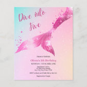 バジェットダイブインファイブマーメイド5th誕生日招待状 (正面)