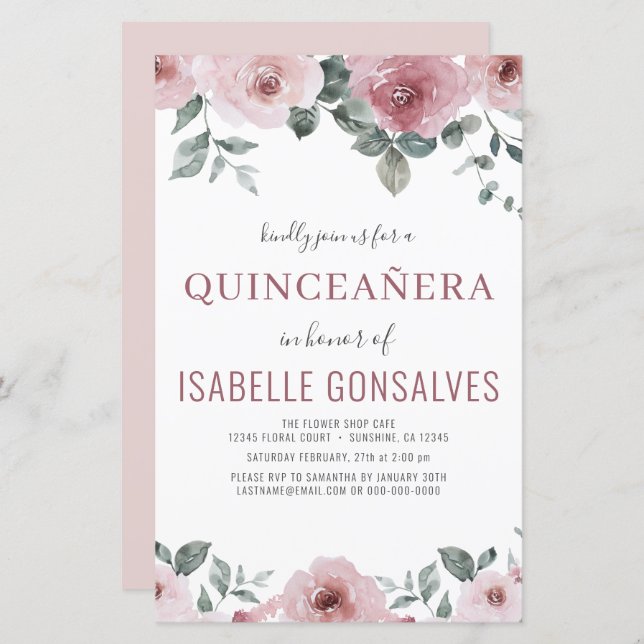 バジェットダスティバラフローラキンセアニラ招待状 (正面/裏面)