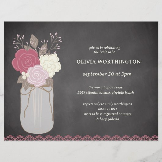 バジェットダスティバラフローラメイスンジャーブライダルシャワー チラシ (正面)