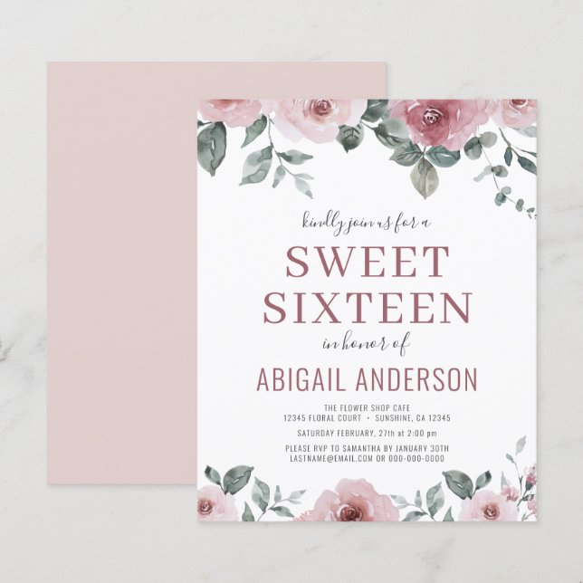 バジェットダスティバラフローラSweet sixteen招待状 (正面/裏面)