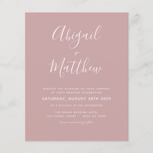 バジェットダスティバラモダンフォト結婚式招待状 (正面)