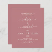 バジェットダスティバラ結婚ピンクモダンタイポグラフィ (正面/裏面)
