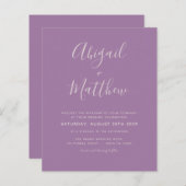 バジェットダスティパープルシンプル結婚式招待状 (正面/裏面)