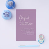 バジェットダスティパープルシンプル結婚式招待状 チラシ (シングル)