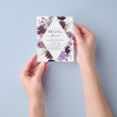 バジェットダスティパープルフローラグリーンブライダルシャワー チラシ (手)