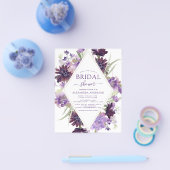 バジェットダスティパープルフローラグリーンブライダルシャワー チラシ (シングル)