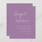 バジェットダスティパープルミニマリスト結婚式招待状 (正面/裏面)