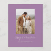 バジェットダスティパープルミニマリスト結婚式招待状 (裏面)
