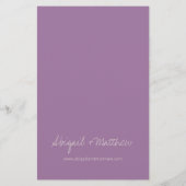 バジェットダスティパープルミニマリスト結婚式招待状 チラシ (裏面)