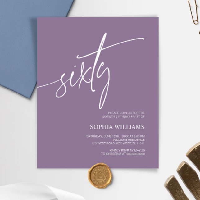 バジェットダスティパープル60th誕生日招待状 (クリエイターアップロード済み)