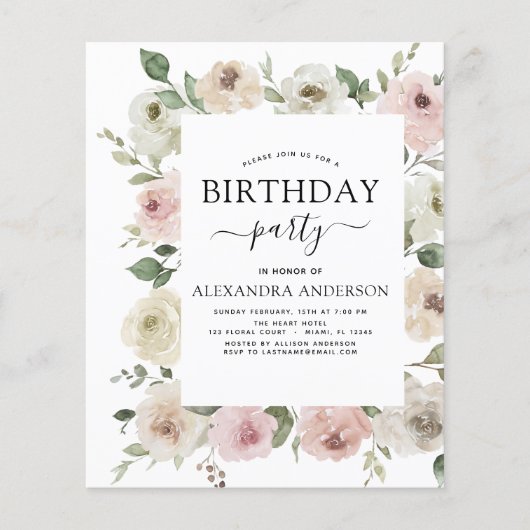 バジェットダスティピンクバースデーパーティーフローラ チラシ (正面)