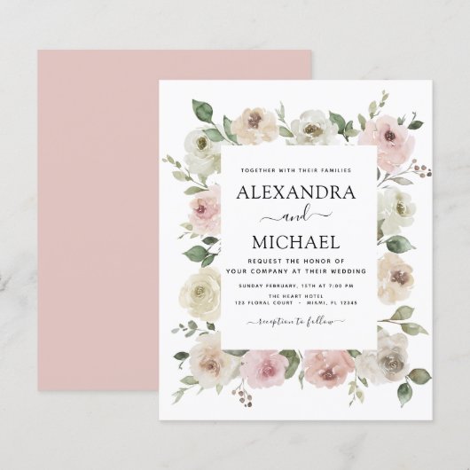 バジェットダスティピンクフローラユーカリ結婚ス (正面/裏面)