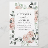 バジェットダスティピンクフローラ結婚式招待状 (正面)