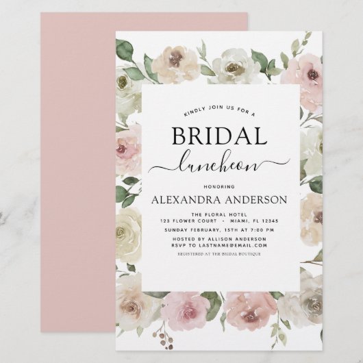 バジェットダスティピンクブライダルシャワールンチョンフローラ (正面/裏面)