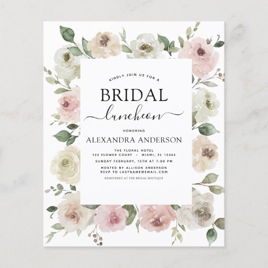 バジェットダスティピンクブライダルシャワールンチョンフローラ チラシ (正面)