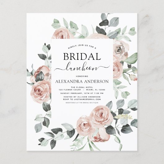 バジェットダスティピンクブライダルシャワールンチョン チラシ (正面)