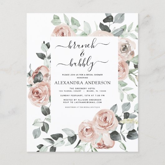 バジェットダスティピンクブランチ&バブリーブライダルシャワー チラシ (正面)