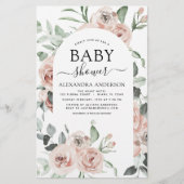 バジェットダスティピンクベビーシャワーフローラ招待状 (正面)