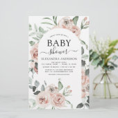 バジェットダスティピンクベビーシャワーフローラ招待状 (スタンド正面)
