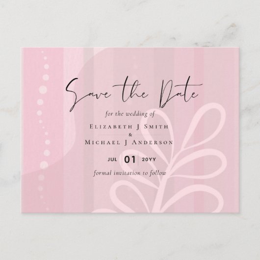 バジェットダスティピンクモダン抽象芸術結婚ズ ポストカード (正面)
