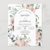 バジェットダスティピンクローゼスフローラ結婚式招待状 (正面)