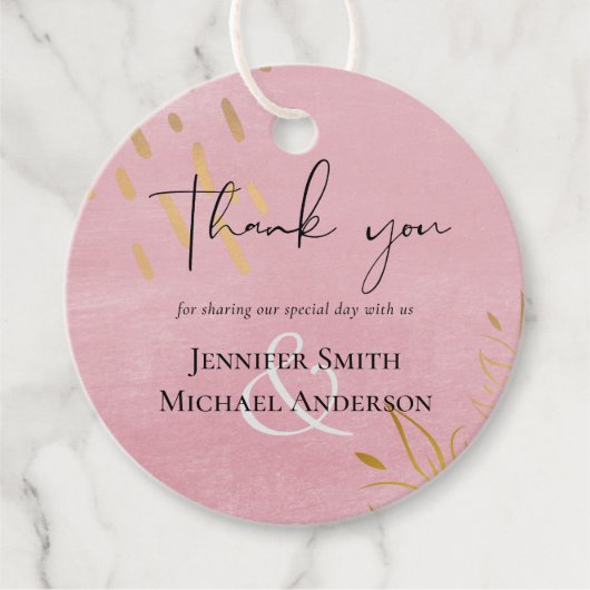 バジェットダスティピンク結婚金ゴールド フェイバータグ (正面)