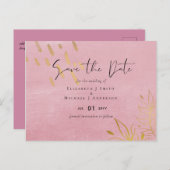 バジェットダスティピンク結婚金ゴールド ポストカード (正面/裏面)