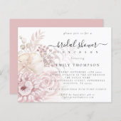 バジェットダスティピンク花模様ブライダルシャワー招待 (正面/裏面)