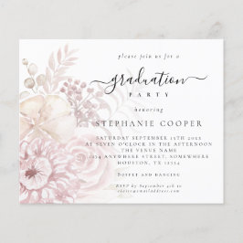 バジェットダスティピンク花模様卒業パーティー招待状