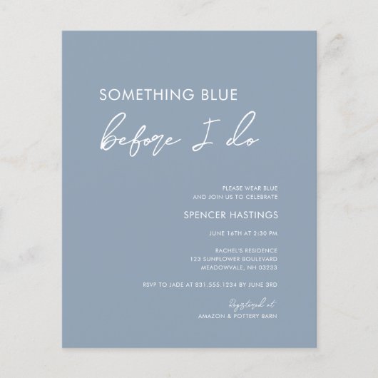 バジェットダスティブルーウィドゥブライダルシャワー チラシ (正面)