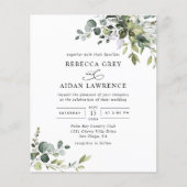 バジェットダスティブルーグリーンリー結婚式招待状 (正面)