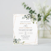 バジェットダスティブルーグリーンリー金ゴールド結婚式招待状 (スタンド正面)