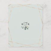 バジェットダスティブルーグリーンリー金ゴールド結婚式招待状 (裏面)