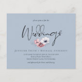 バジェットダスティブルーコーラルフローラ結婚式の招待 (正面)