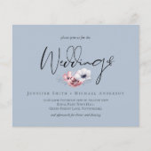 バジェットダスティブルーコーラルフローラ結婚式の招待 (正面)