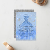 バジェットダスティブルーシルバーグリッターガウンキンセアニェラ ノートカード (正面/裏面インサイチュ)