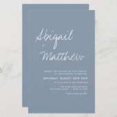 バジェットダスティブルーシンプル結婚式招待状 (正面/裏面)