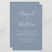 バジェットダスティブルーシンプル結婚式招待状 (正面/裏面)